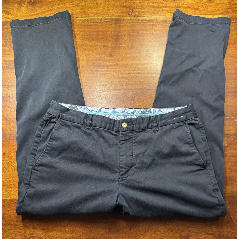 Tommy Bahama Boracay Mens Navy Flat Front Preppy Casual Chino Pants Sz 35 x 29